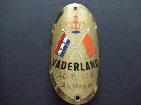 Vaderland Transportfietsen Adriaan Bax Arnhem balhoofdplaatje